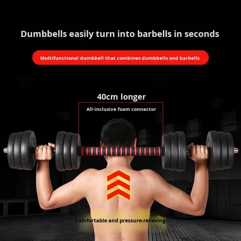 Sports Equipment For Training - Herren Heimfitness Verstellbares Hantelset Stahl-Langhantel Gummibeschichtete