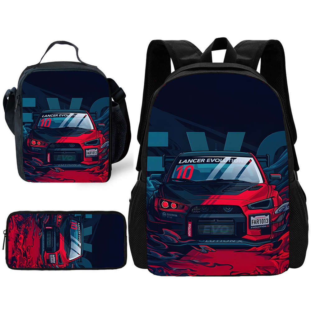 Sports Equipment For Schools - Kinder-Schulmode, luxuriöser Sportwagen-Rucksack mit Lunchtaschen, Bleistiftbeuteln,