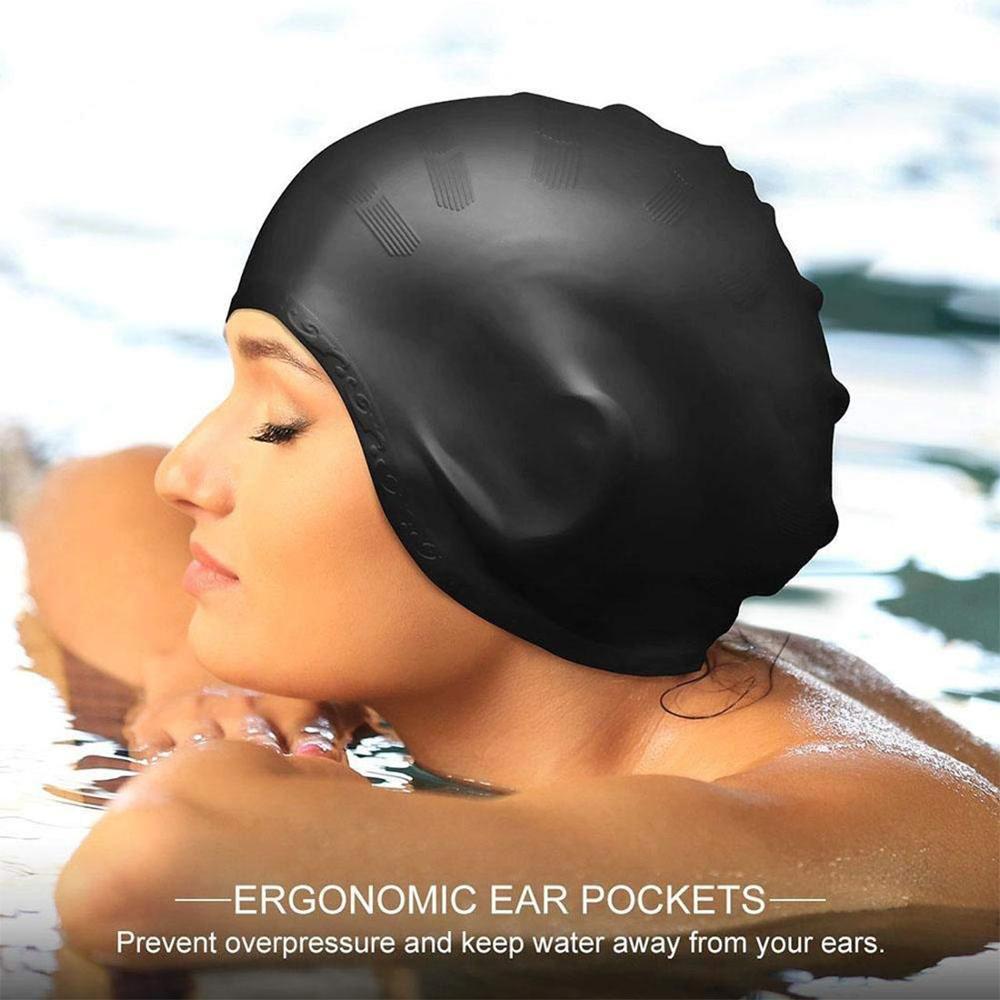 Swim Cap Silicone - Erwachsene Hohe Elastische Badekappen Männer Frauen